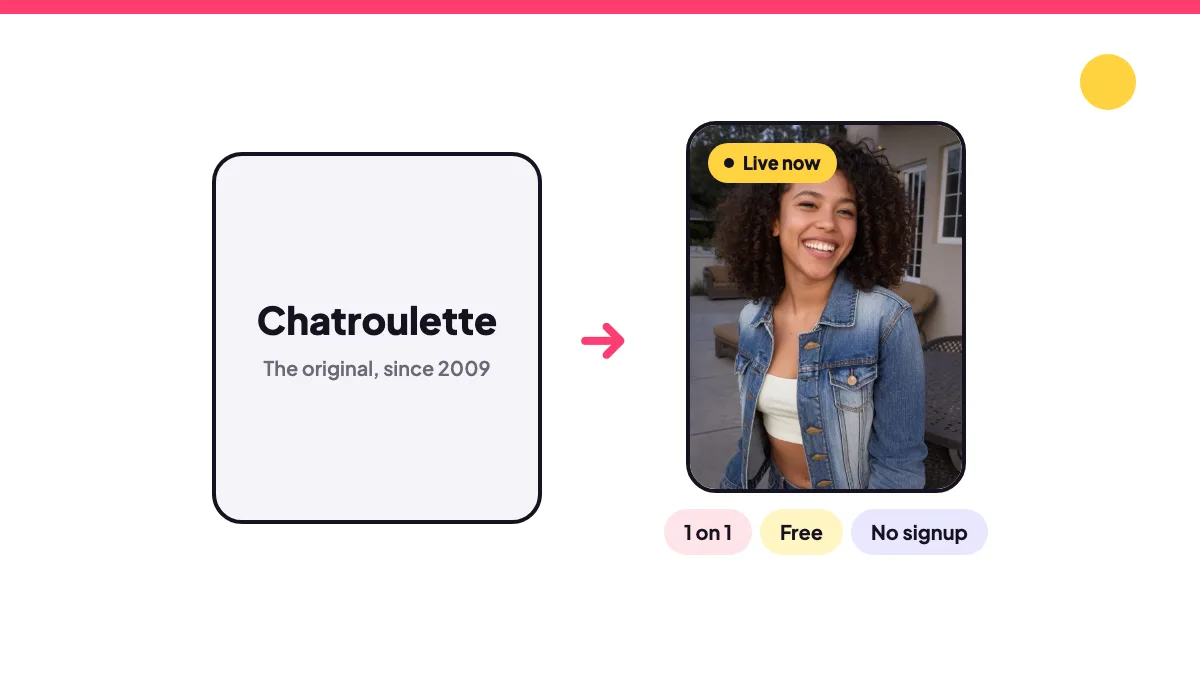 The original Chatroulette format next to Vawkr's modern one-on-one video chat